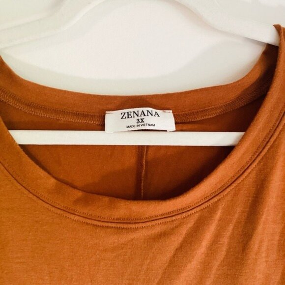 Zenana Women's Rust Orange Relaxed Fit Short Sleeve Tunic Top Size 3X - Picture 4 of 7